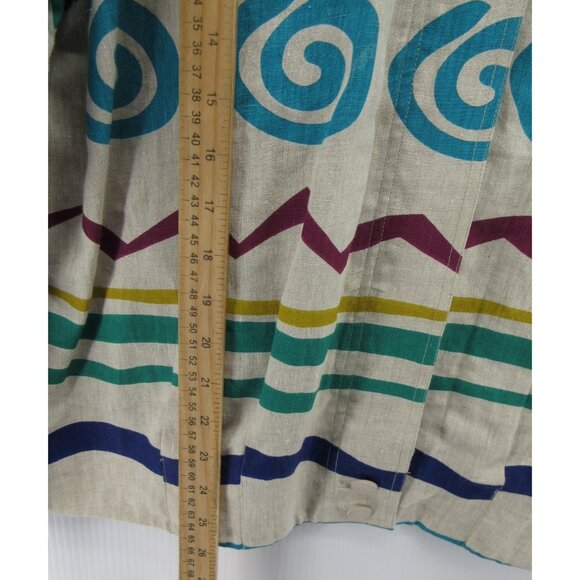 VINTAGE IB Diffusion Top 10 Linen Shirt Art Aztec Southwestern 90s * - Picture 4 of 13
